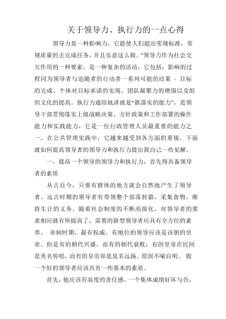 关于领导力、执行力的一点心得