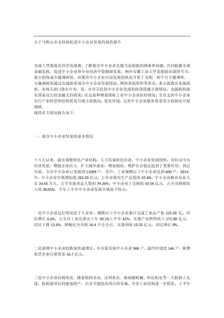 关于马鞍山市支持和促进中小企业发展的调查报告