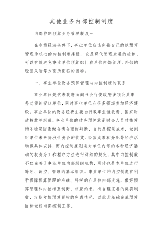 其他业务管理内部控制制度