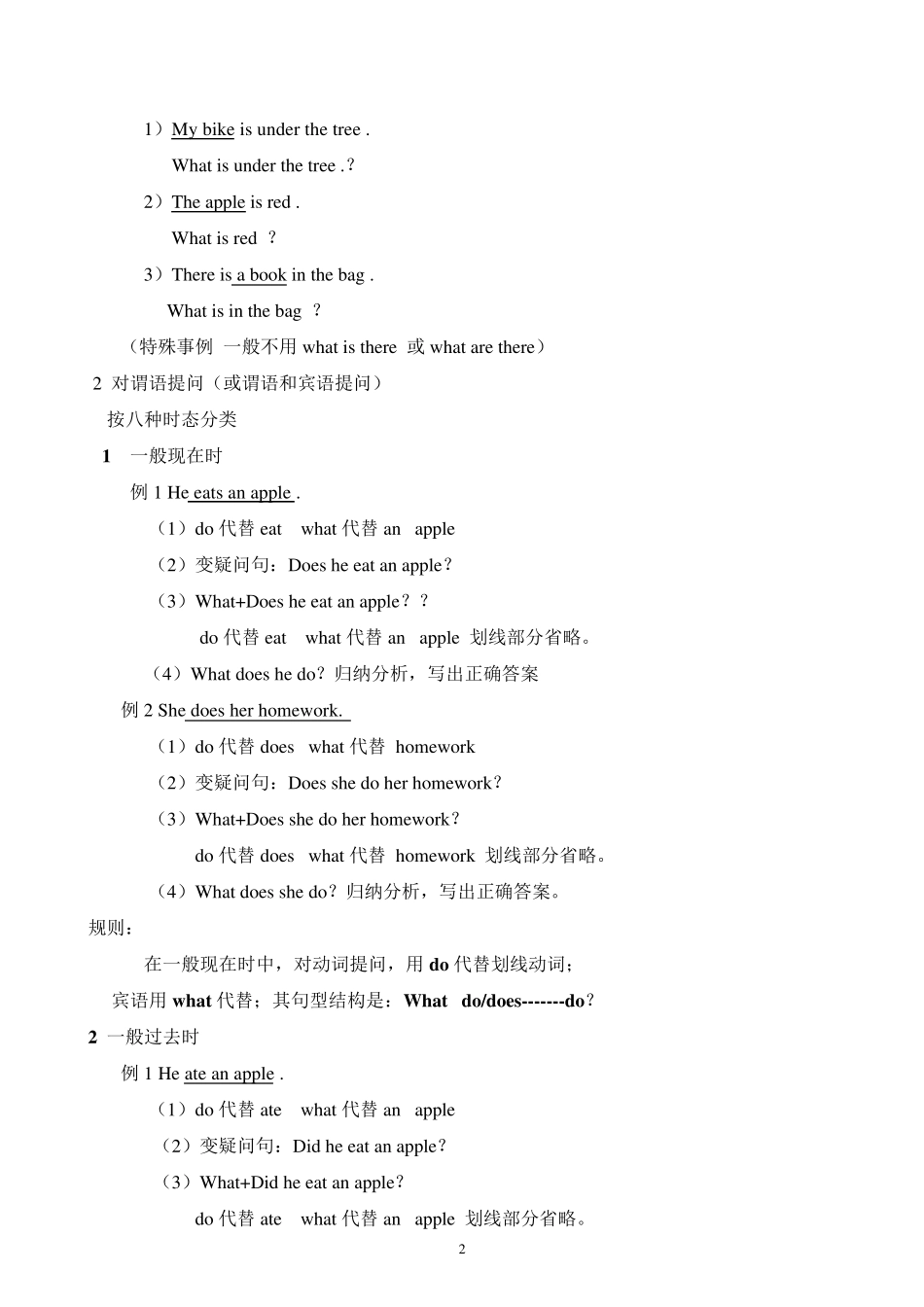 具体讲解怎样对划线部分提问_第2页