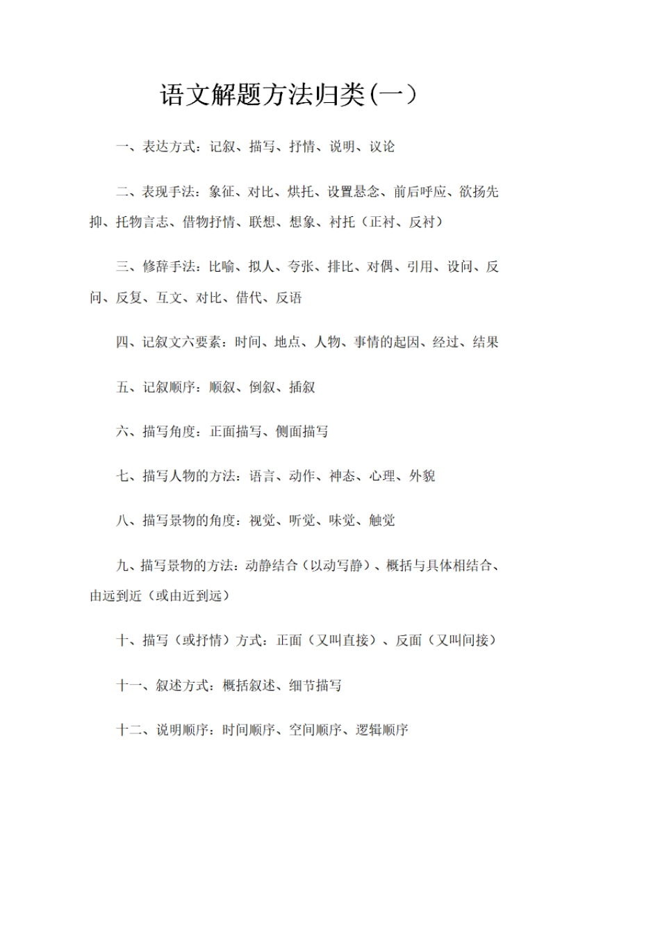 初中中考语文阅读理解解题技巧和模板及答题套路总结_第1页