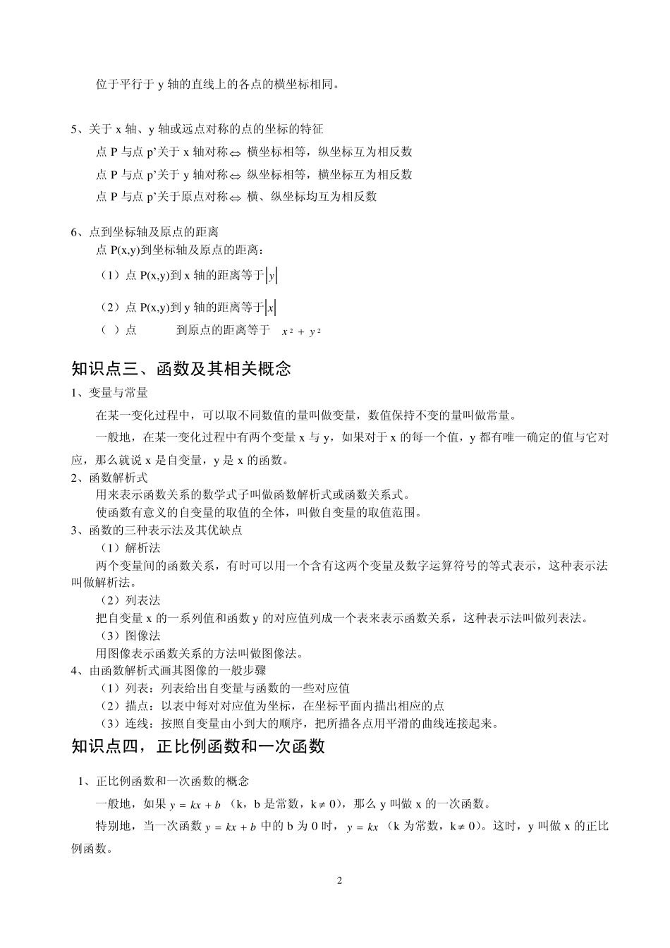 初中二次函数知识点详解及助记口诀_第2页
