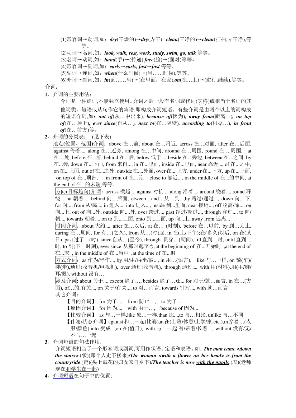初中介词用法附练习及答案_第2页