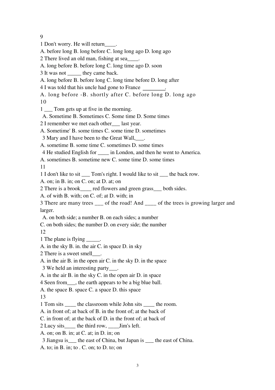 初中介词练习题_第3页