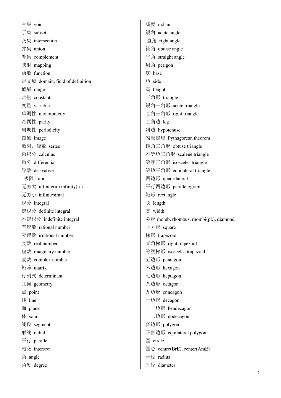 初中数学英语专业术语打印版_第2页