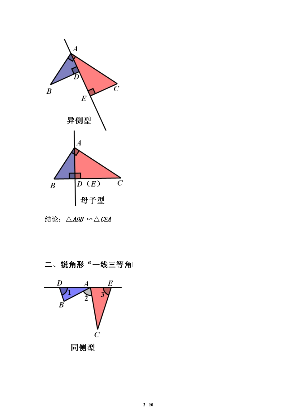 初中数学解题模型专题讲解9一线三等角模型_第2页