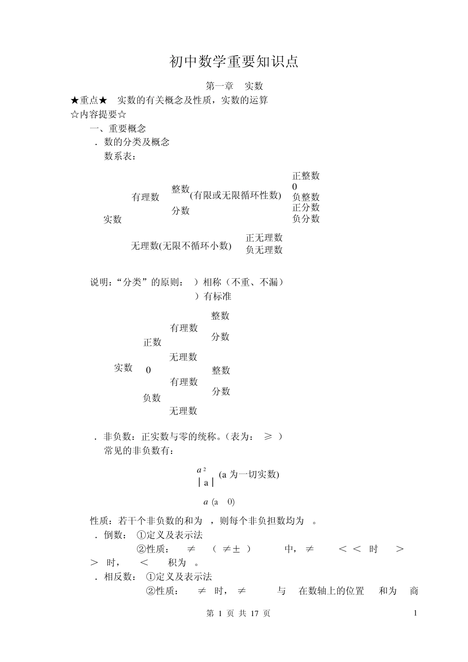 初中数学重要知识_第1页