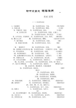 初中文言文词类活用