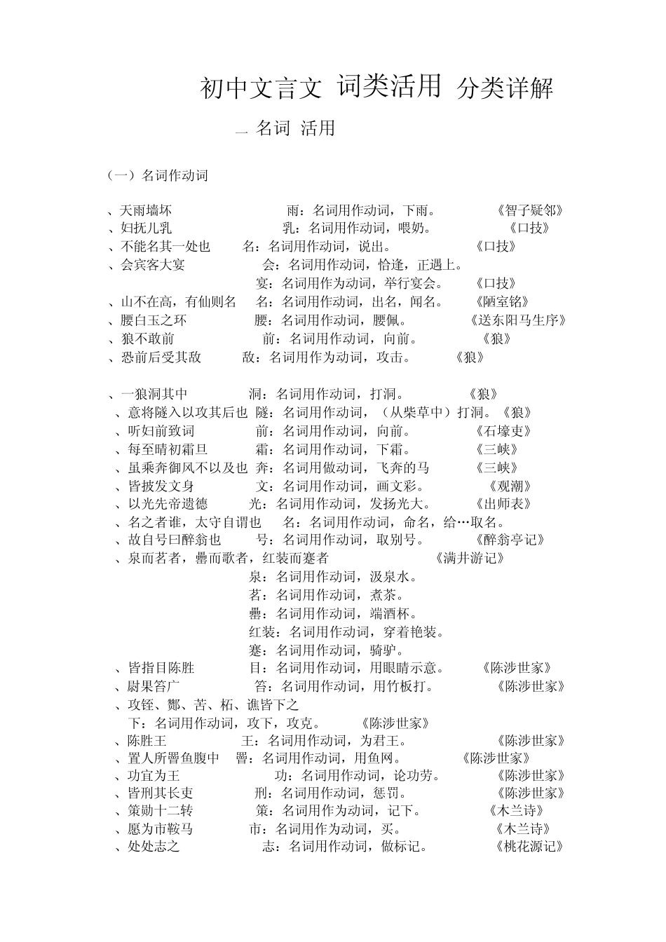 初中文言文词类活用分类详解_第1页