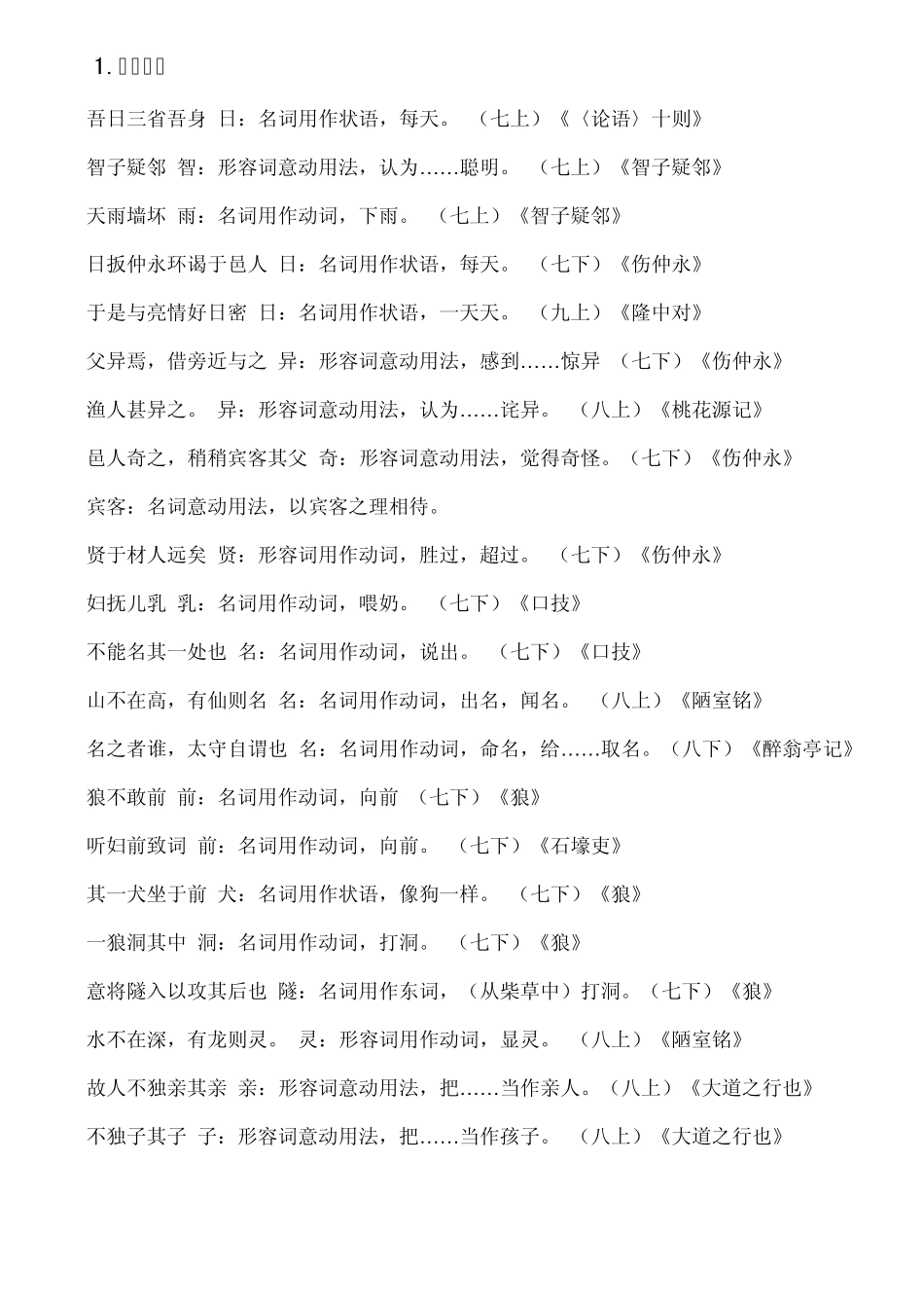 初中文言文词类现象_第1页