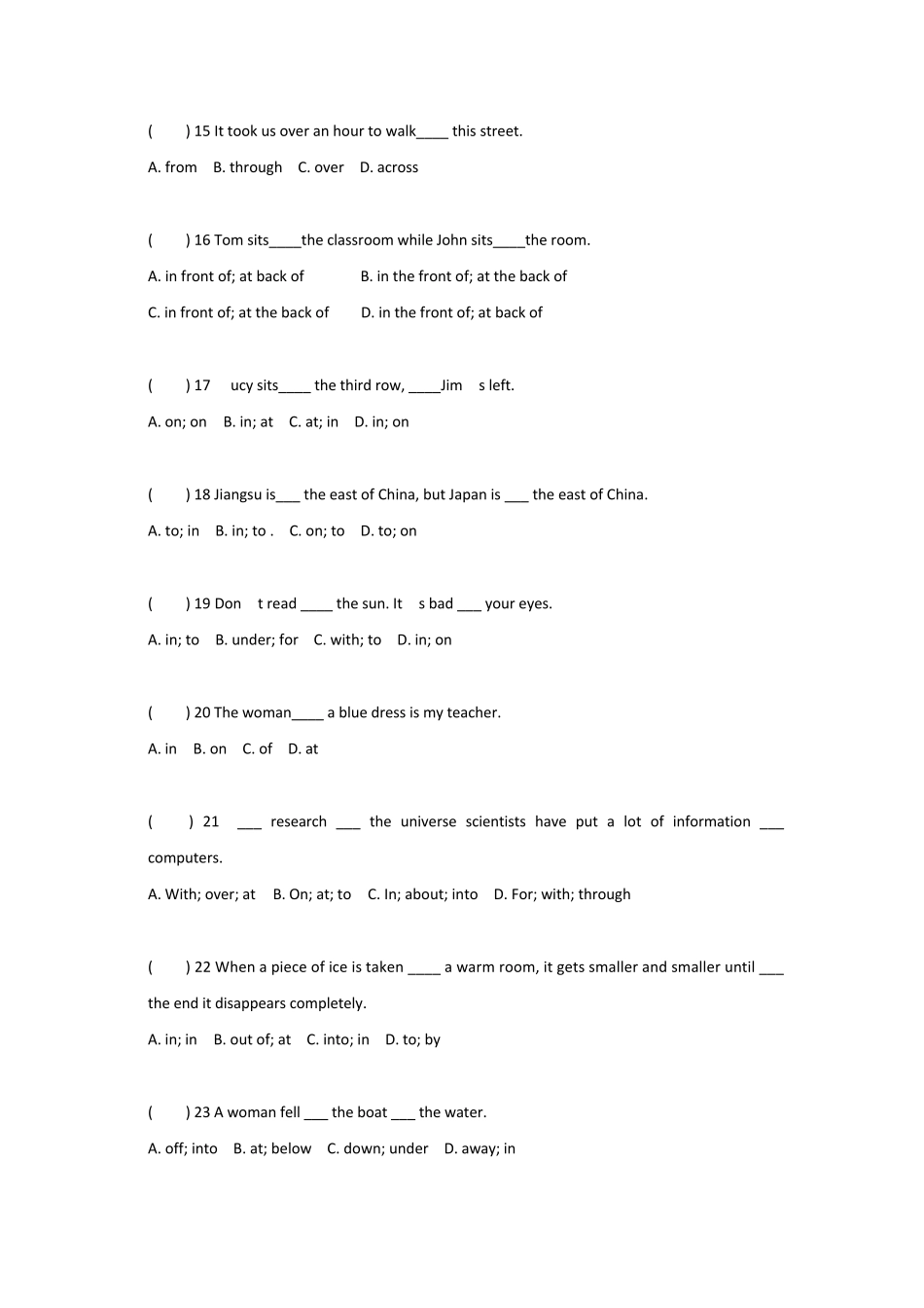 初中方位介词详细讲解_第3页