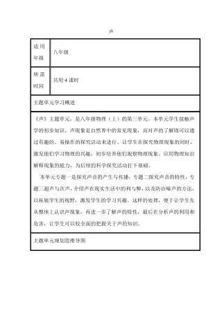 初中物理《声》单元整体设计教学思路