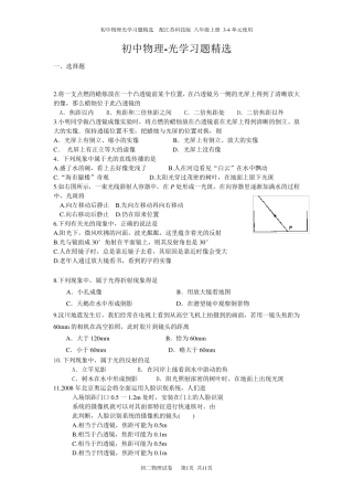 初中物理光学习题