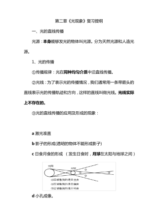 初中物理光学复习提纲