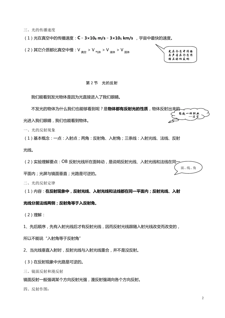 初中物理光学学生课堂笔记_第2页