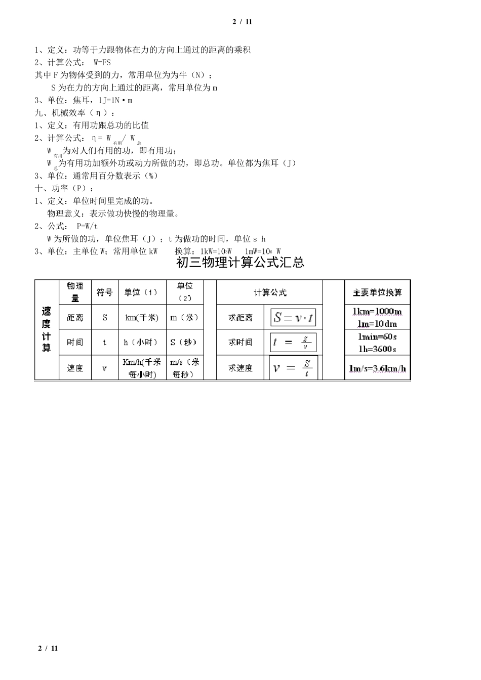 初中物理公式大全(呕心总结)_第2页