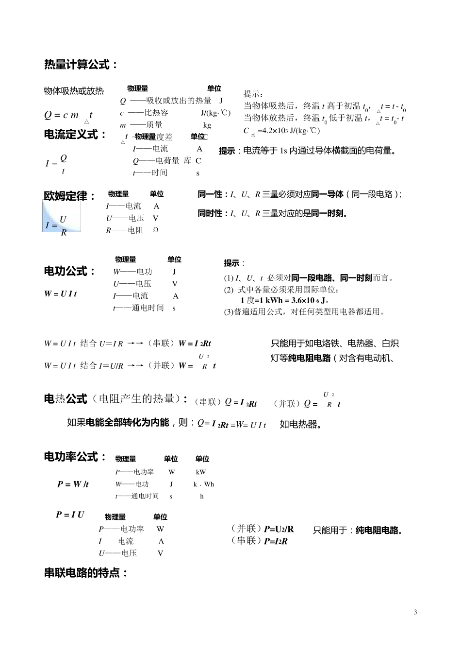 初中物理公式总结大全(最新归纳)_第3页
