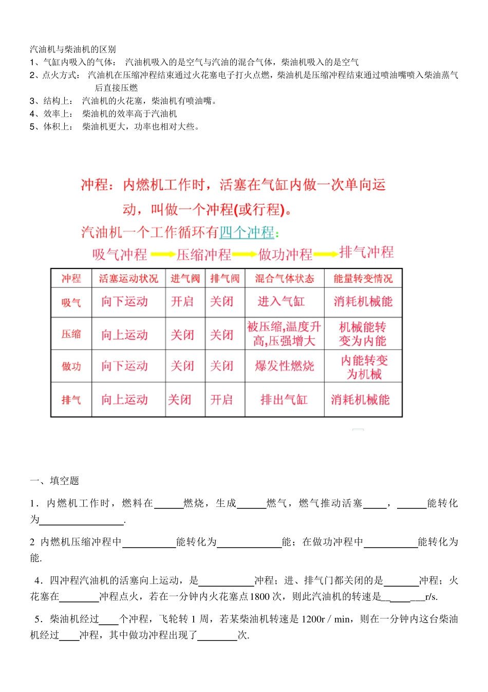 初中物理内燃机相关知识点及练习_第2页