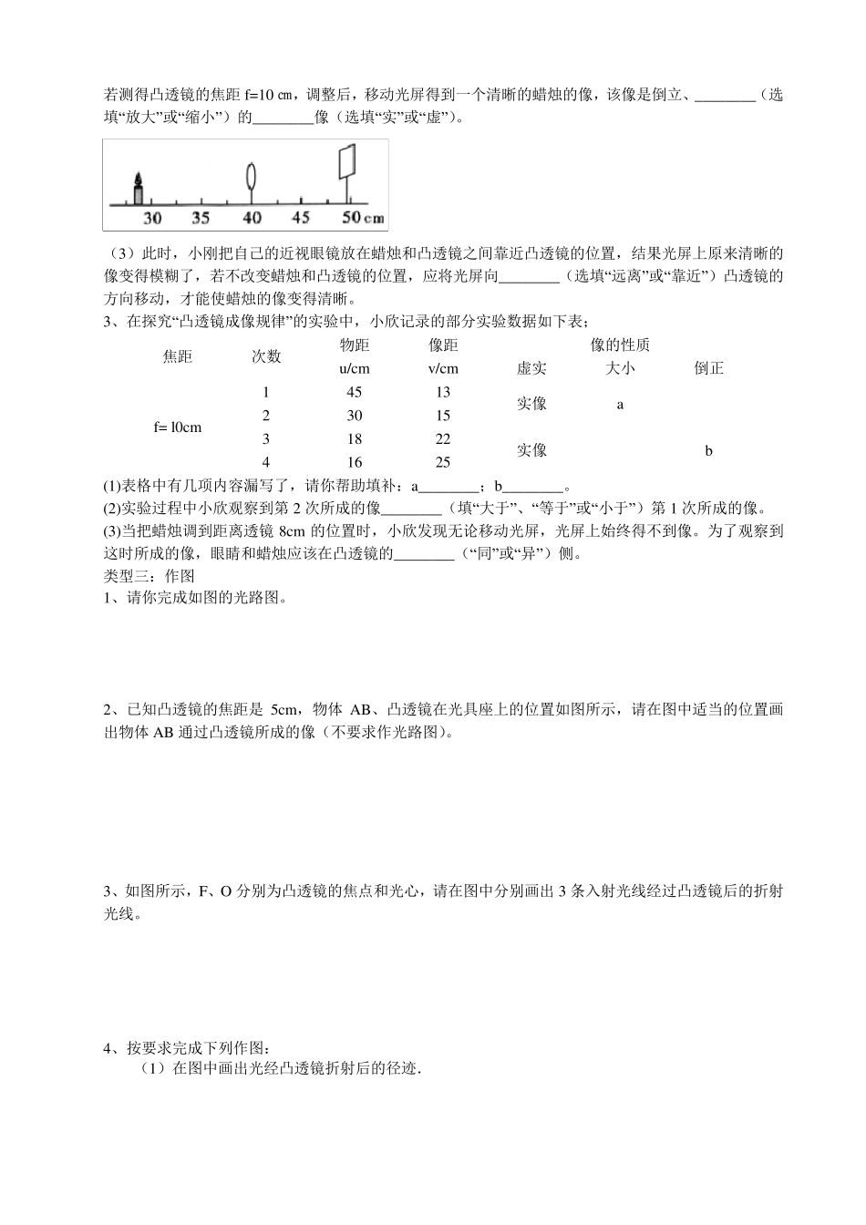 初中物理凸透镜成像规律及其应用专题复习_第3页
