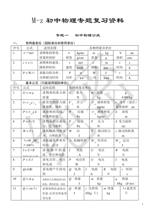 初中物理分类专题复习资料
