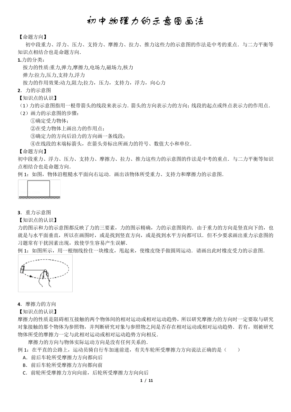 初中物理力的示意图画法_第1页