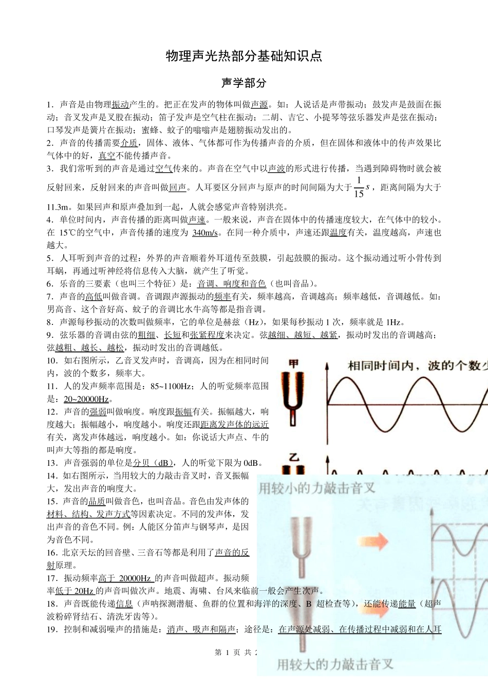 初中物理声光热力电完整资料(本上传者的资料通通不用百度币)_第1页
