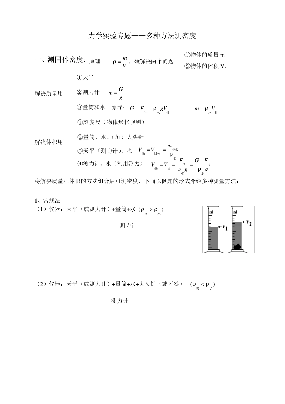 初中物理多种方法测密度_第1页
