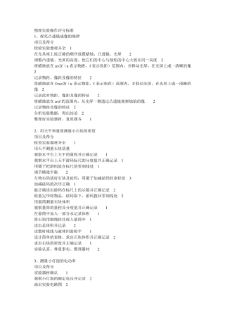 初中物理实验操作评分标准