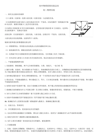 初中物理实验考点总结大全(初三复习用)