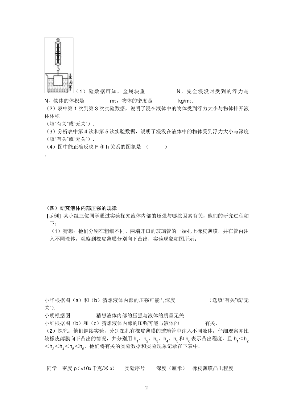 初中物理实验题全部汇总_第2页