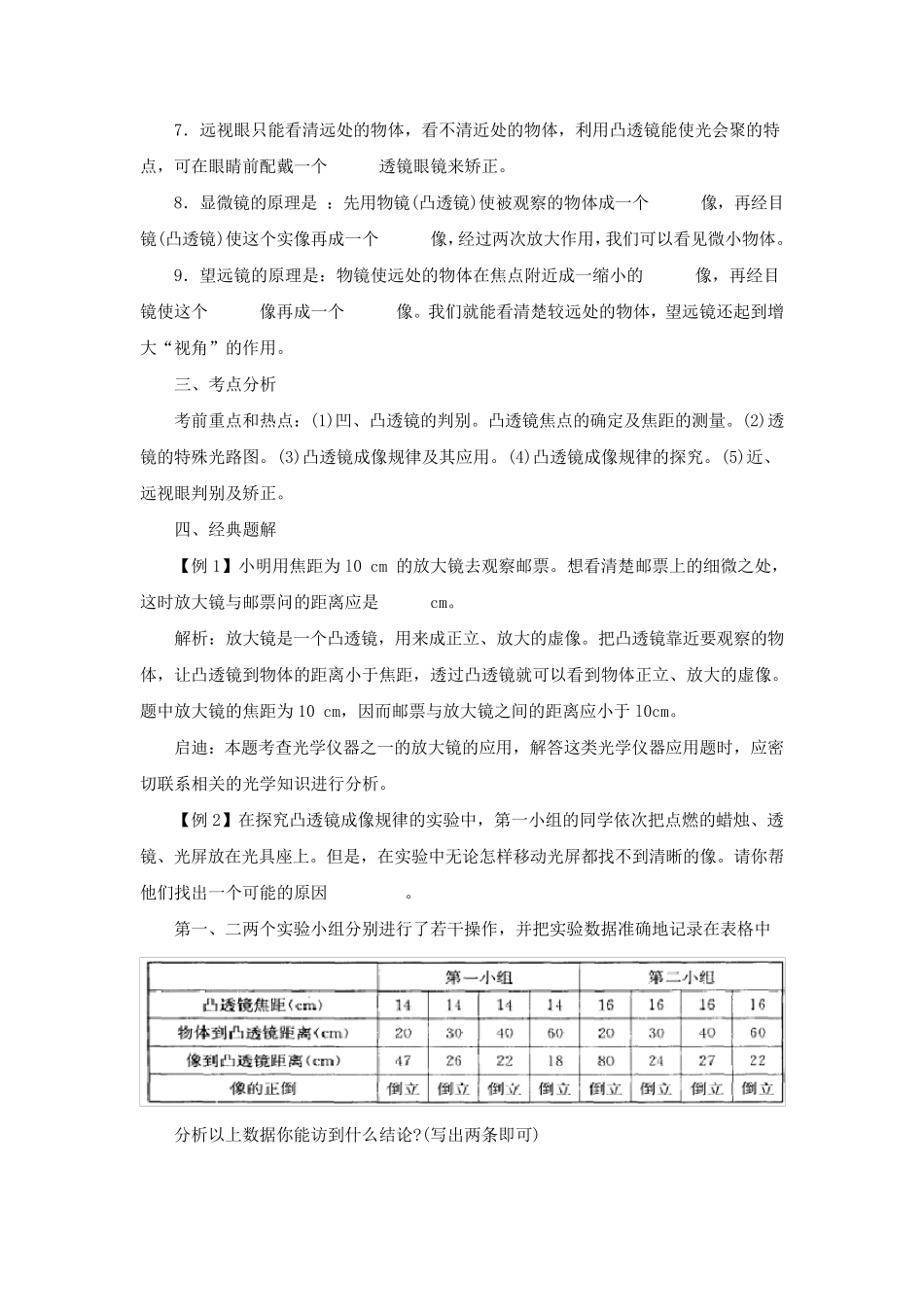 初中物理总复习《透镜及其应用》典型习题分析_第2页