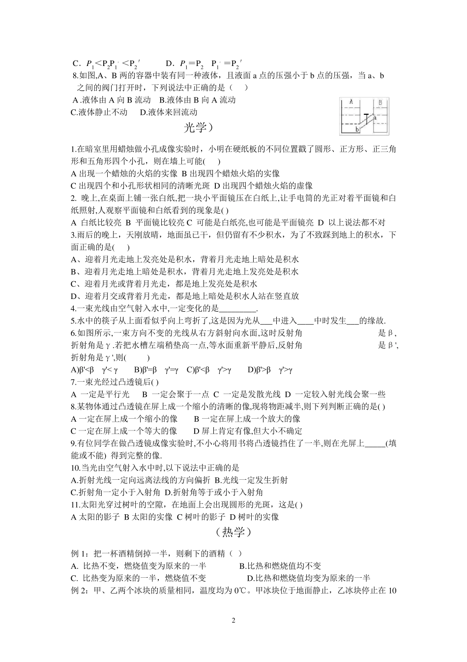 初中物理易错题及答案一(修正版)_第2页