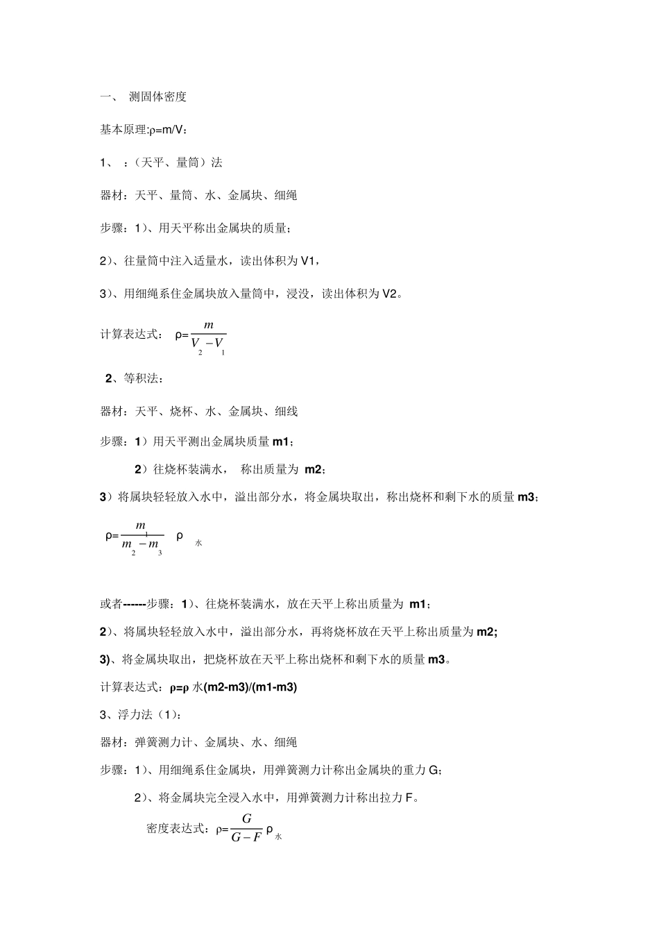 初中物理测密度的几种方法_第1页