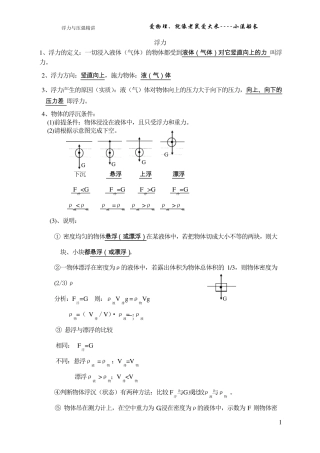 初中物理浮力与压强精讲