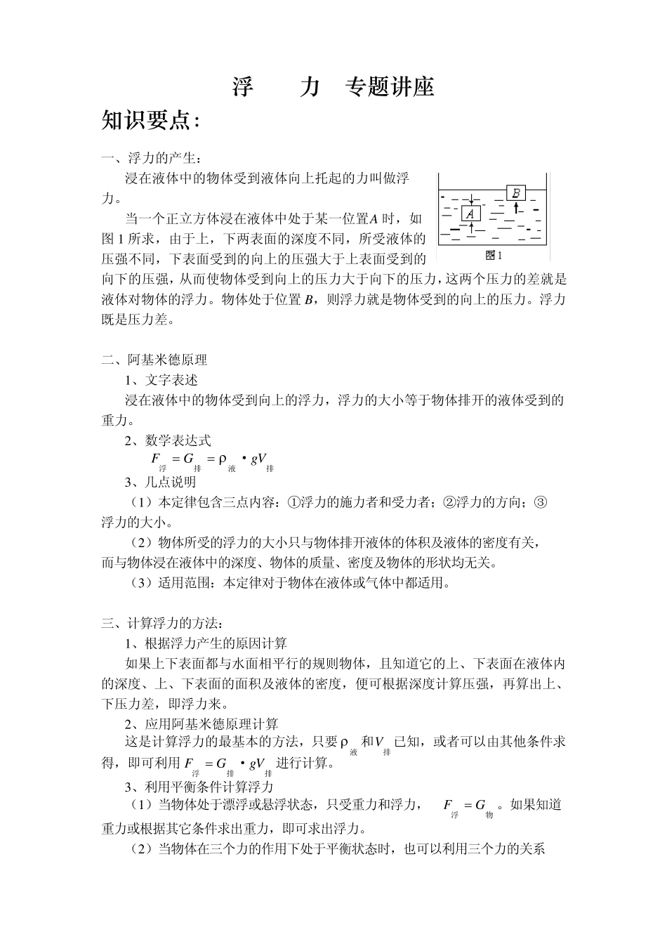初中物理浮力专题讲座2_第1页