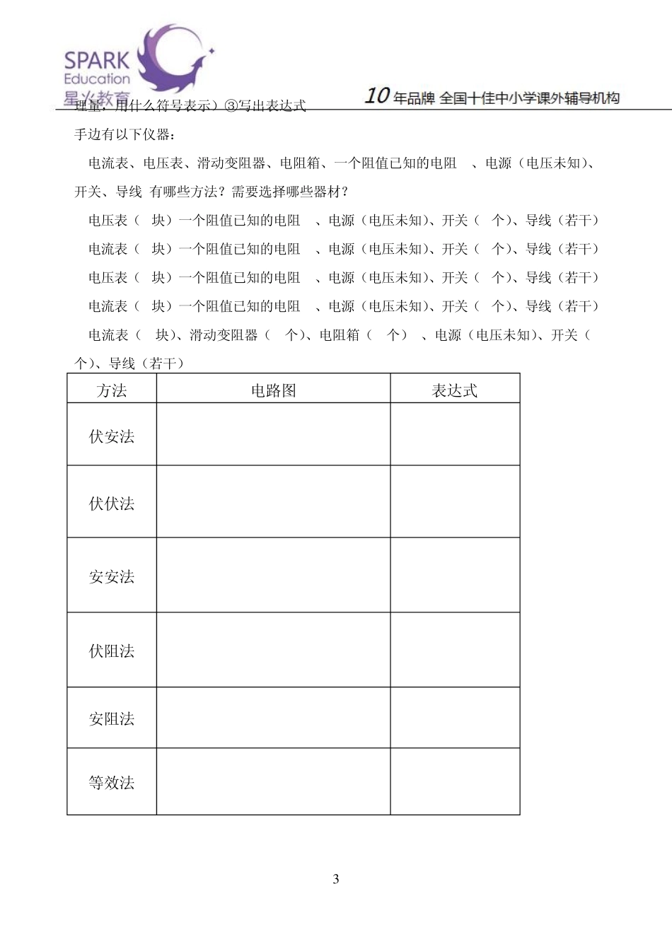 初中物理电学实验考点+例题+习题_第3页