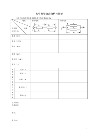 初中物理电学知识点总结(填空版)