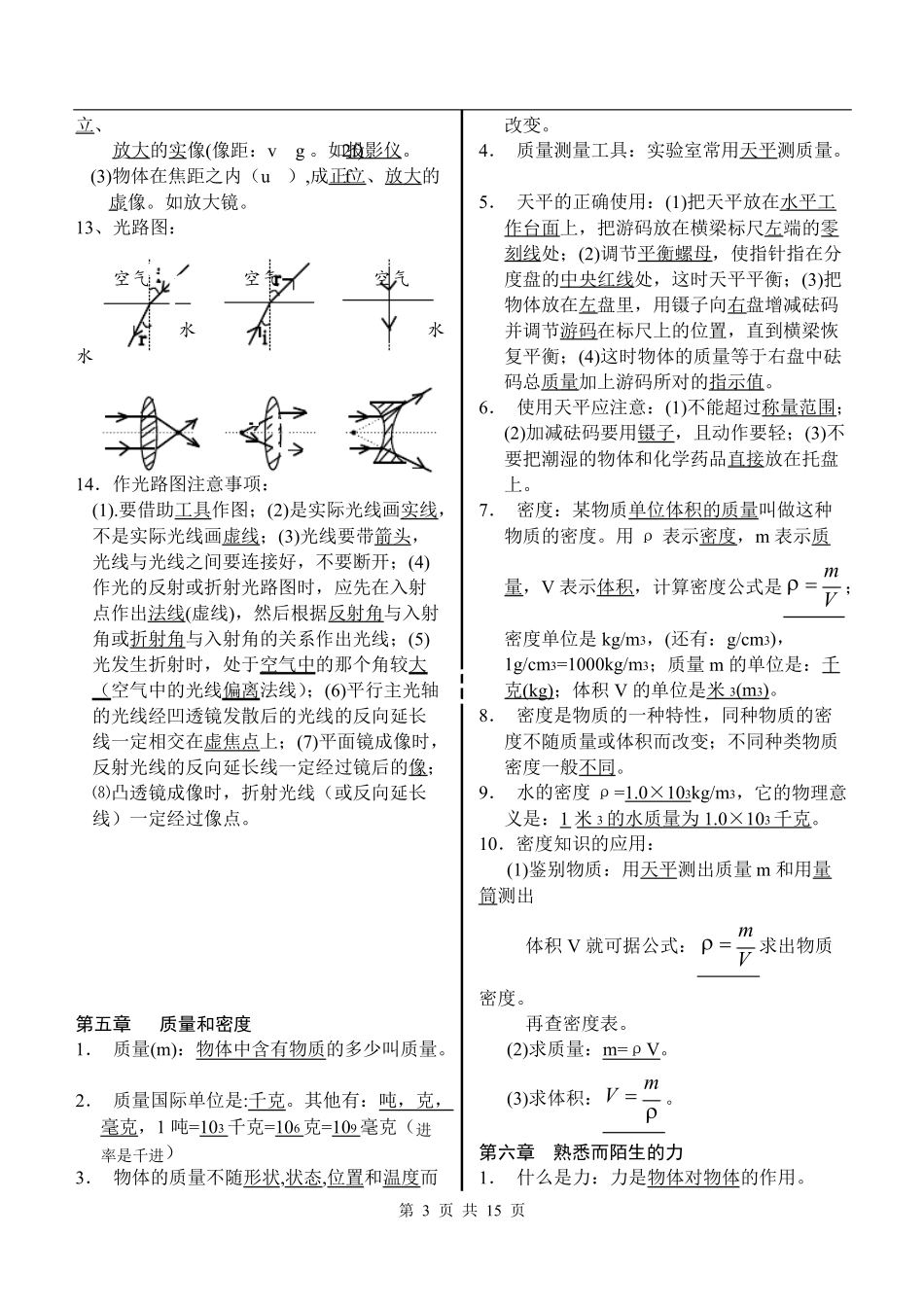 初中物理知识点大全(沪科版)_第3页