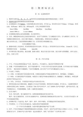 初中物理知识点梳理总结(中考必备)