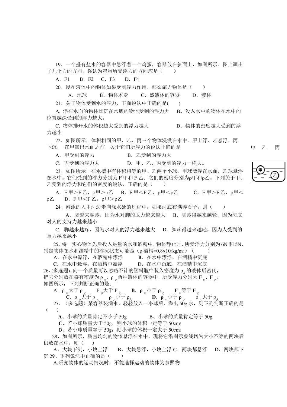 初中物理绝对经典80道难题浮力_第3页