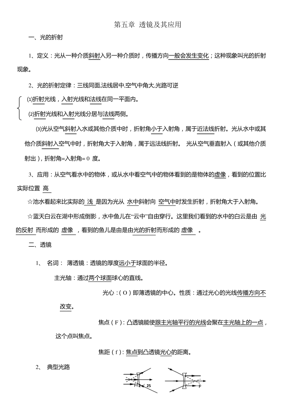初中物理透镜知识点_第1页