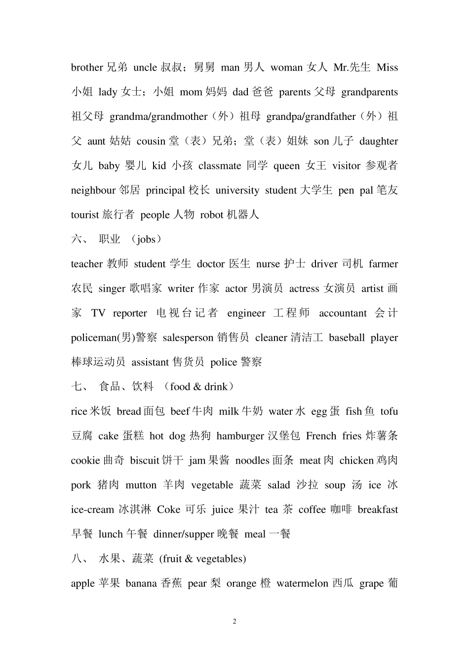 初中生中考复习常用英语单词汇总_第2页