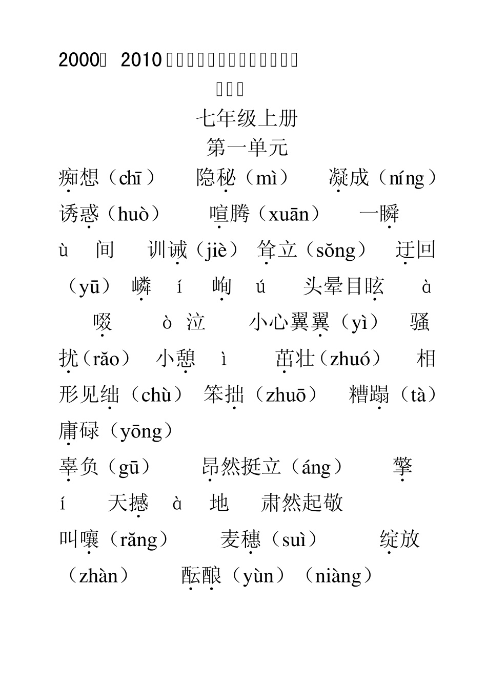 初中生字词大全,中考必备,内部资料_第1页