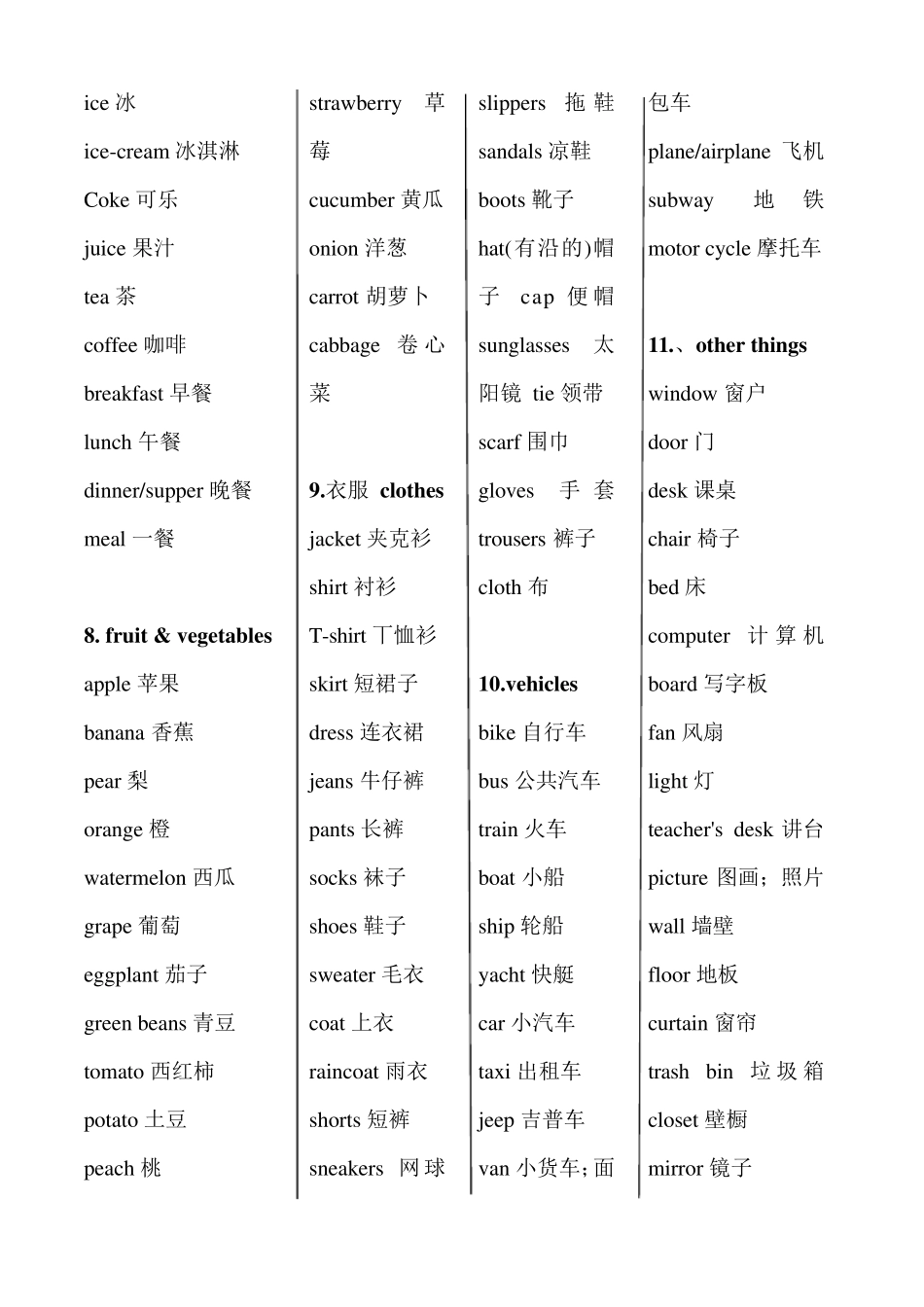 初中生必背英语单词和词组_第3页