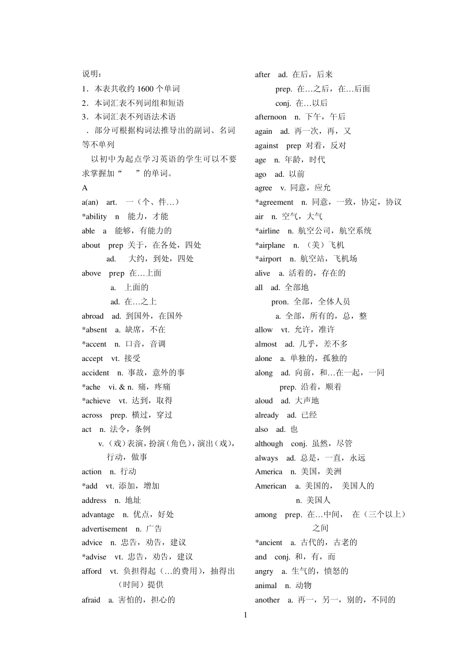 初中英语课标词汇(带汉语)_第2页