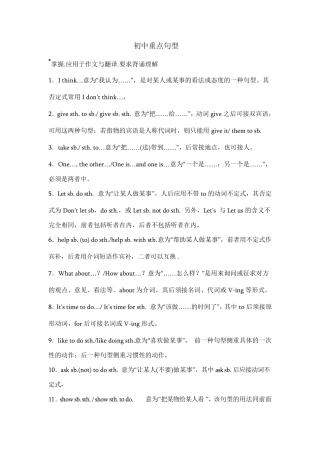 初中英语重点句型