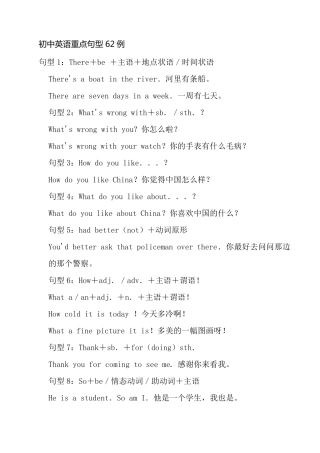 初中英语重点句型62例