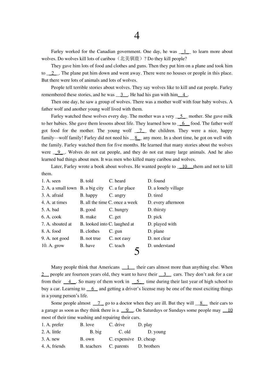 初中英语阅读完形填空配答案详解(4.11)_第3页