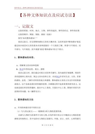 初中语文各种文体知识点及应试方法