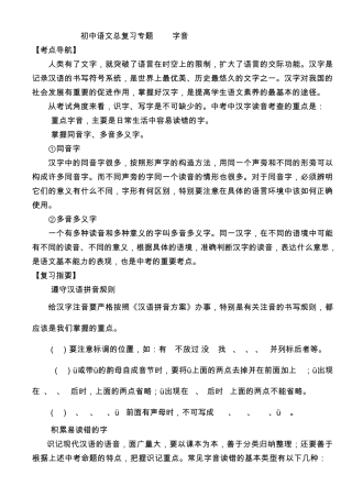 初中语文总复习专题字音